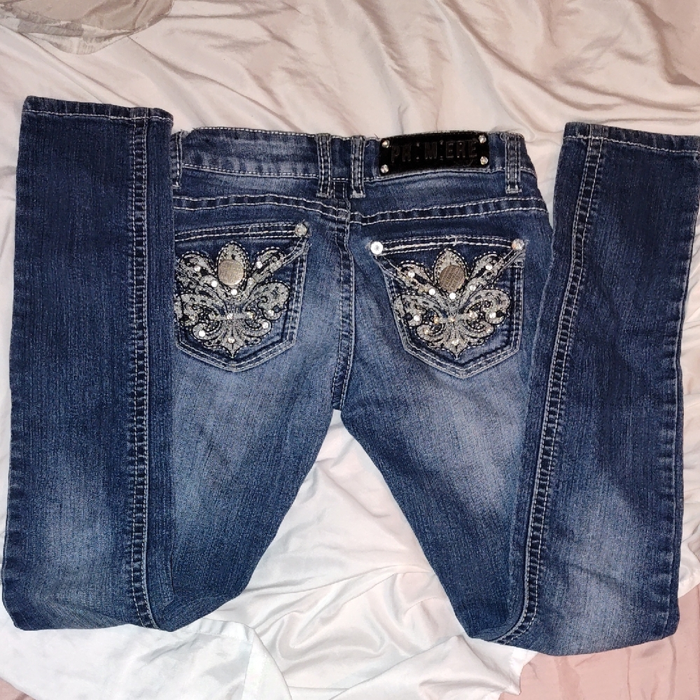 Premier Blue Boot Cut Jeans with Decorative Pockets